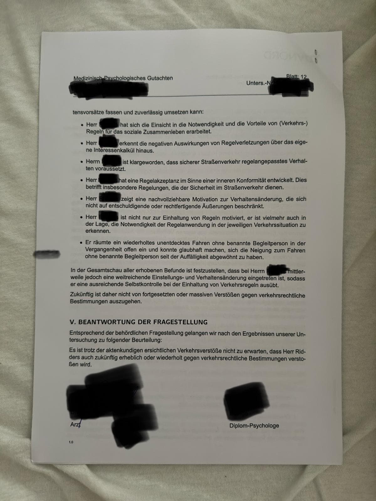 MPU Bestanden Beleg von Marcus K.